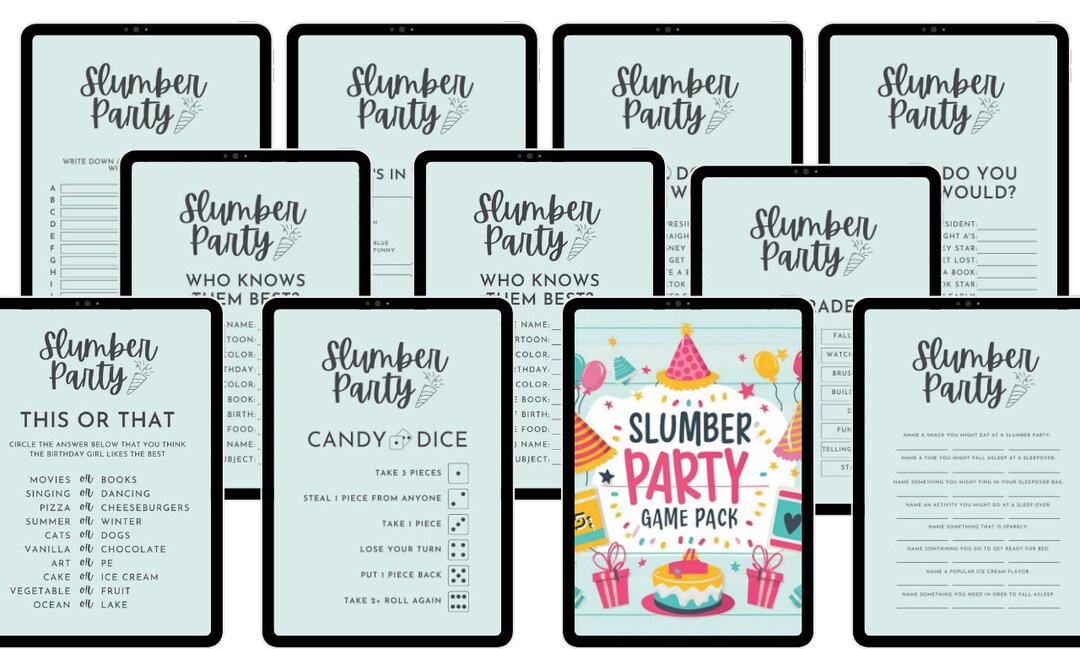 Slumber Party Game Bundle,party Game Activities,printable Sleepover