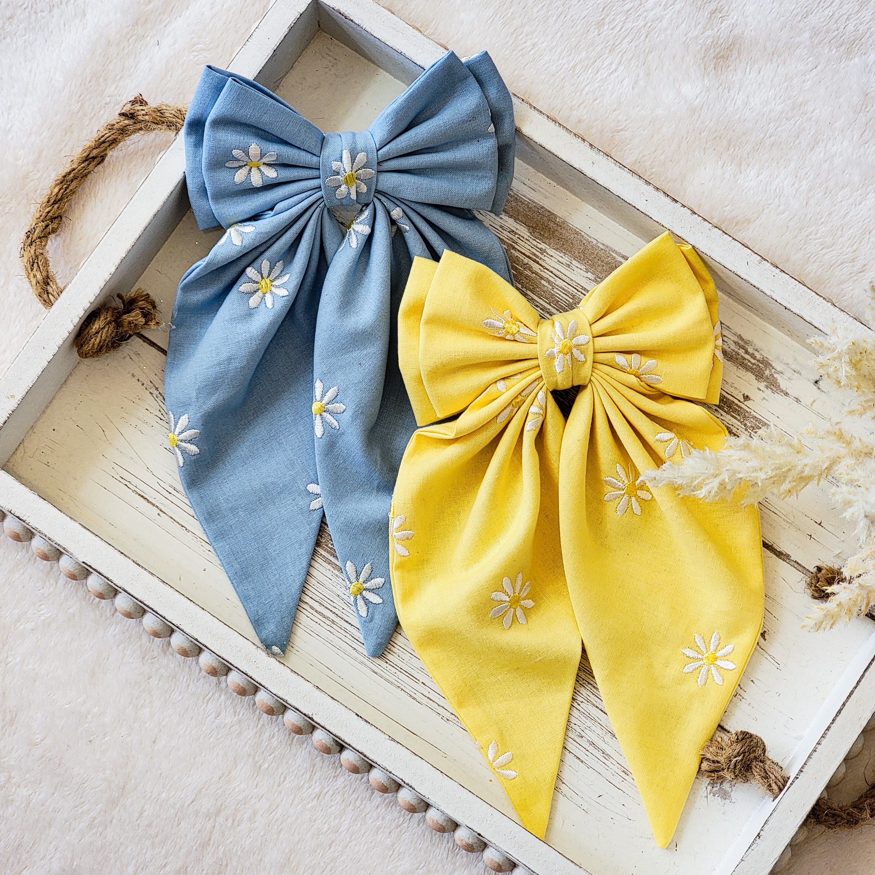 Daisy Hair Bows, Women Hair Bows, Spring Hair Bows, Coquette Hair Bows, Long Tail Hair Bows, Hair clip, Hair Accessories, Bows, Aesthetic