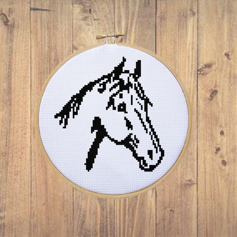 Simple Horse Cross Stitch Pattern 5x5 inches PDF File Instant Download Counted Cross Stitch, X Stitch Pattern, Beginner, Easy image 1