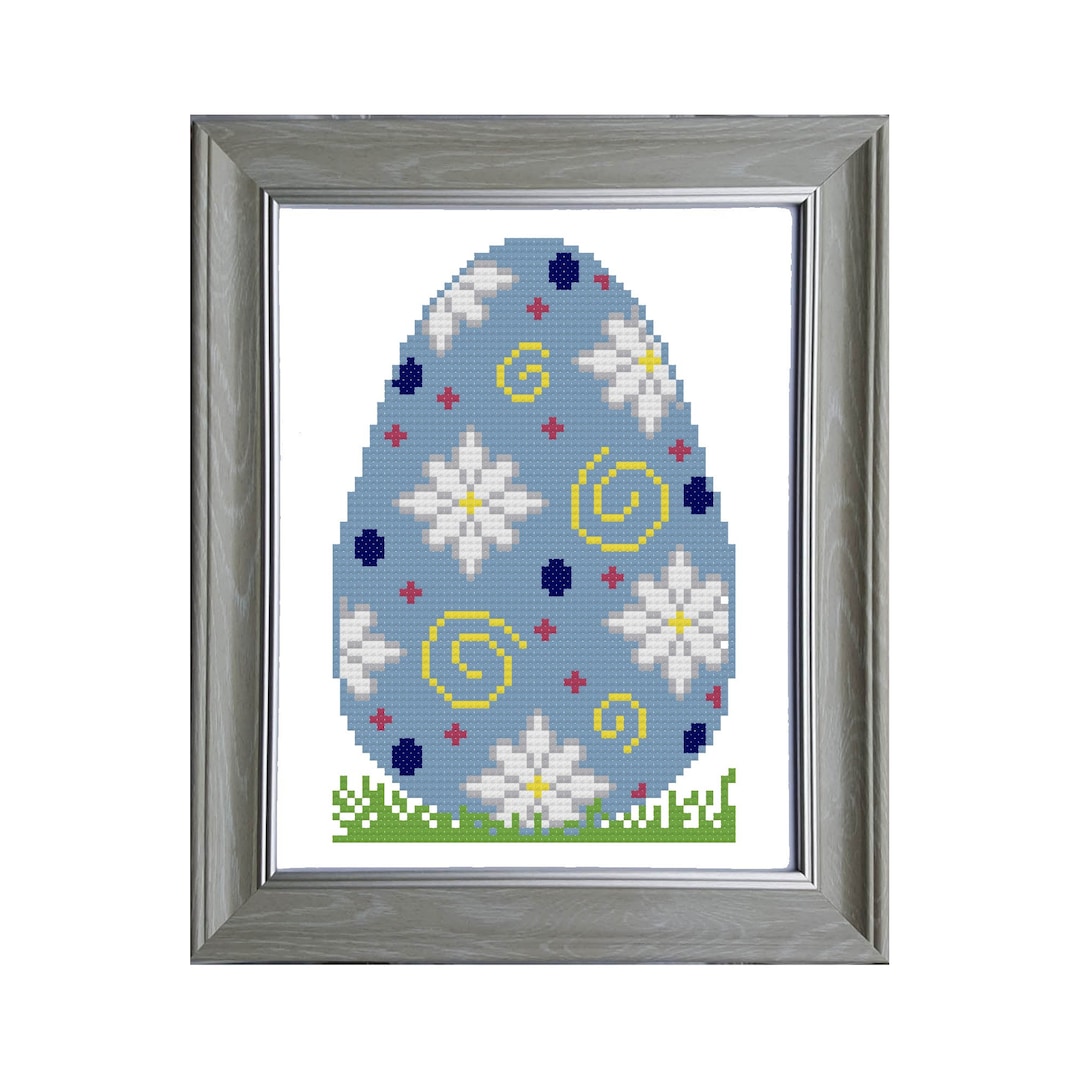 Easter Egg Cross Stitch Pattern Blue - Digital File, Counted Cross ...