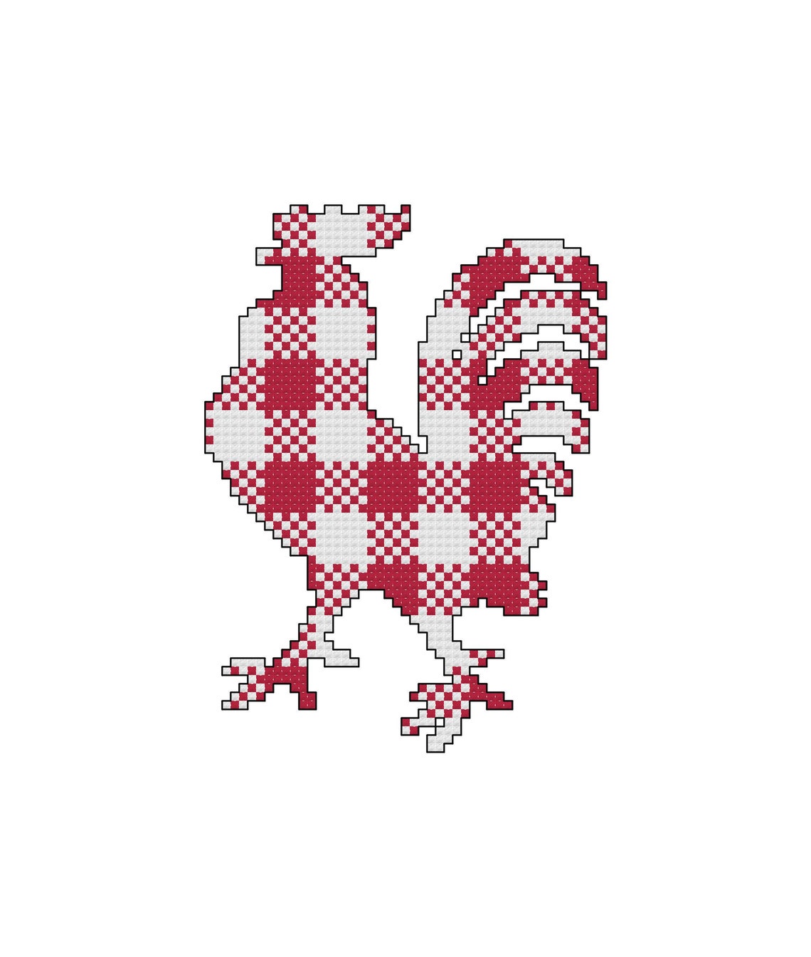 Checkerd Farm Pattern Farm Rooster Gingham Silhouette Cross Stitch Pattern PDF File Checkered ...
