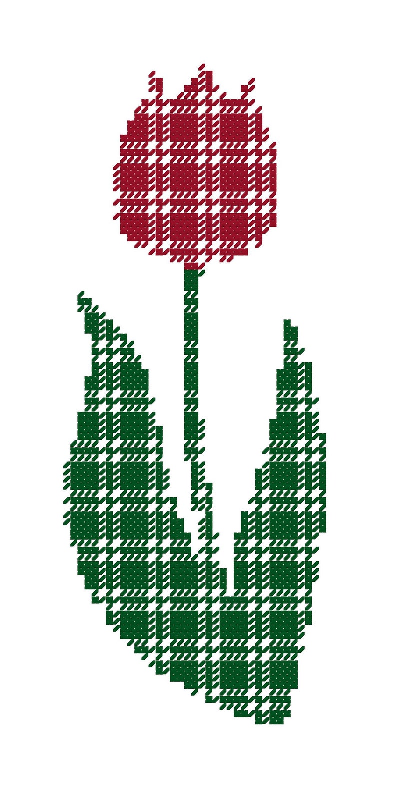 Tulip Cross Stitch Pattern Digital File PDF File Gingham Etsy