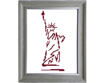 Statue of Liberty Cross Stitch Pattern in Red- PDF File - Patriotic Cross Stitch Pattern, 4th of July Cross Stitch, X Stitch Pattern