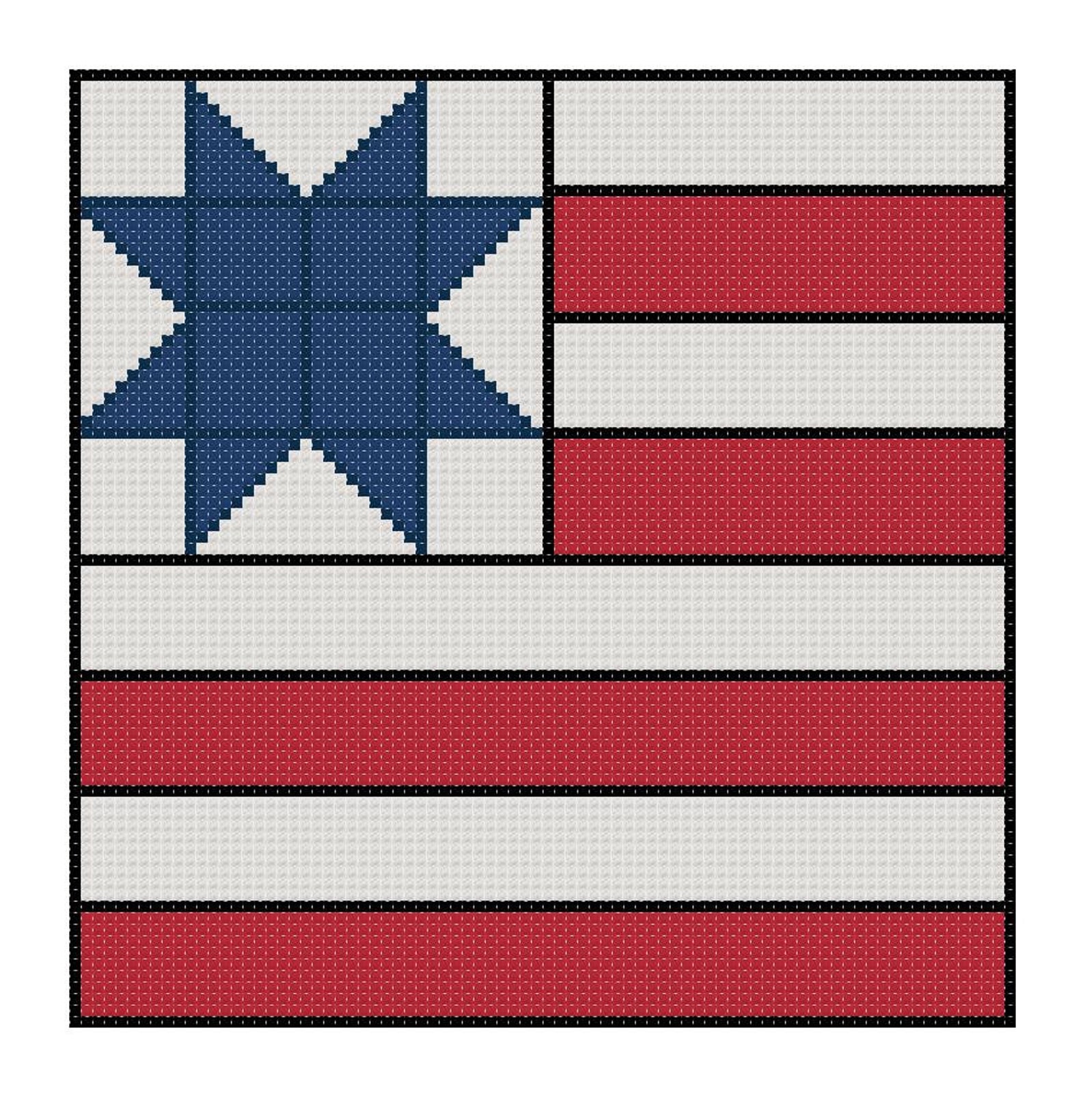 Flag Cross Stitch Pattern in Quilt Style PDF File Instant Download