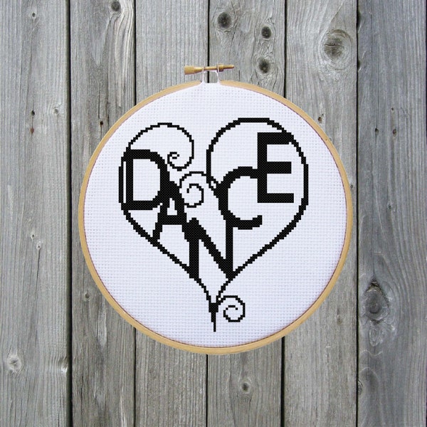 Dance Heart Cross Stitch Pattern - PDF File, X Stitch Pattern, Easy Cross Stitch Pattern