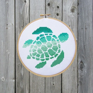 Sea Turtle Cross Stitch Pattern - PDF File - Instant Download - X Stitch Pattern, Turtle Pattern, Ocean Pattern, Hoop Art, Embroidery