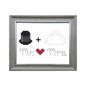 Mr & Mrs Wedding Cross Stitch Pattern - PDF File - X Stitch Pattern, Easy Cross Stitch, Cute Cross Stitch, Simple Cross Stitch