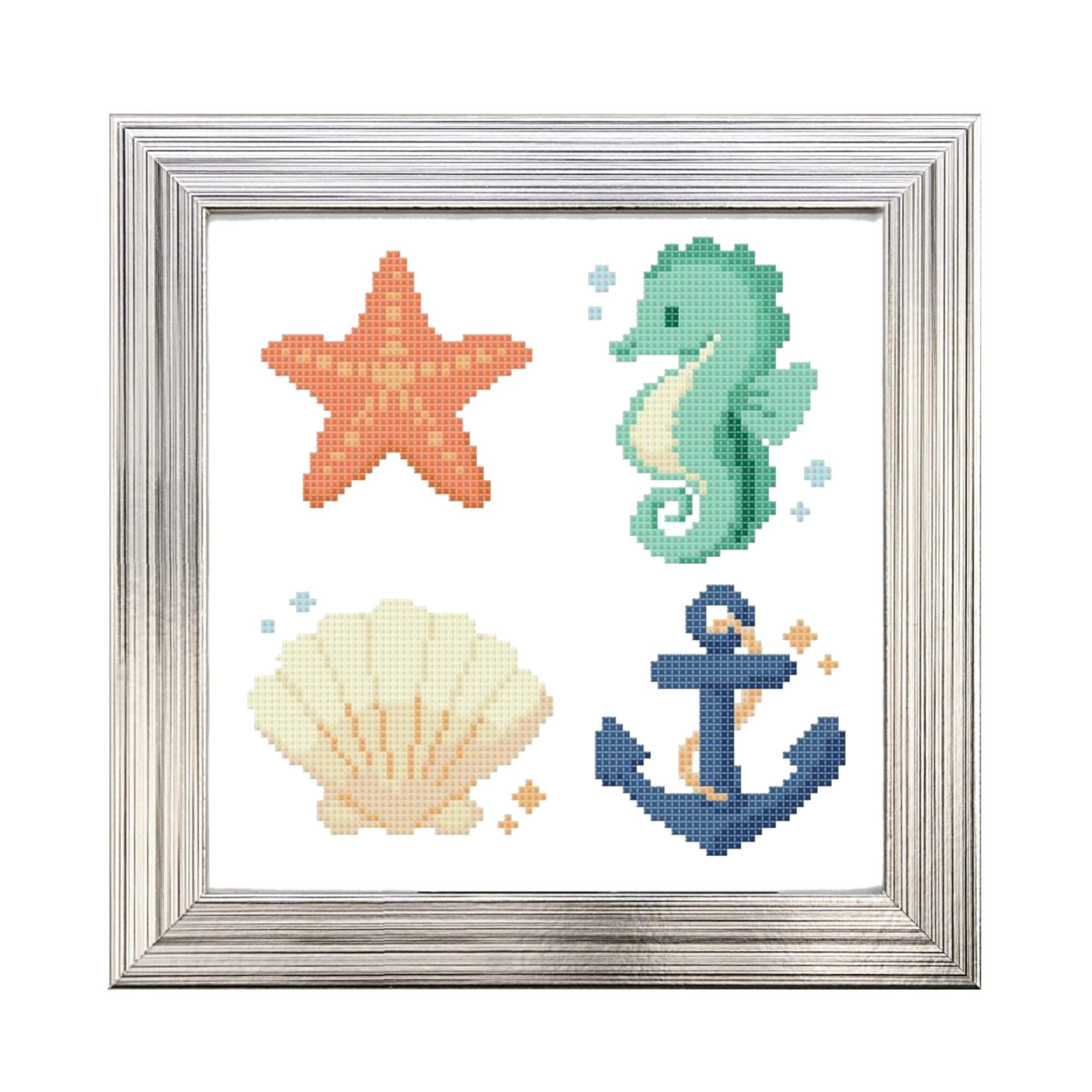 Nautical Cross Stitch Pattern PDF – Coastal Sampler With Starfish ...