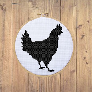 Chicken Cross Stitch Pattern 4x5 inches - PDF File Instant Download, Hen, X Stitch Pattern, Silhouette