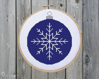 Snowflake Ornament Cross Stitch Pattern - Christmas Embroidery (PDF Pattern)