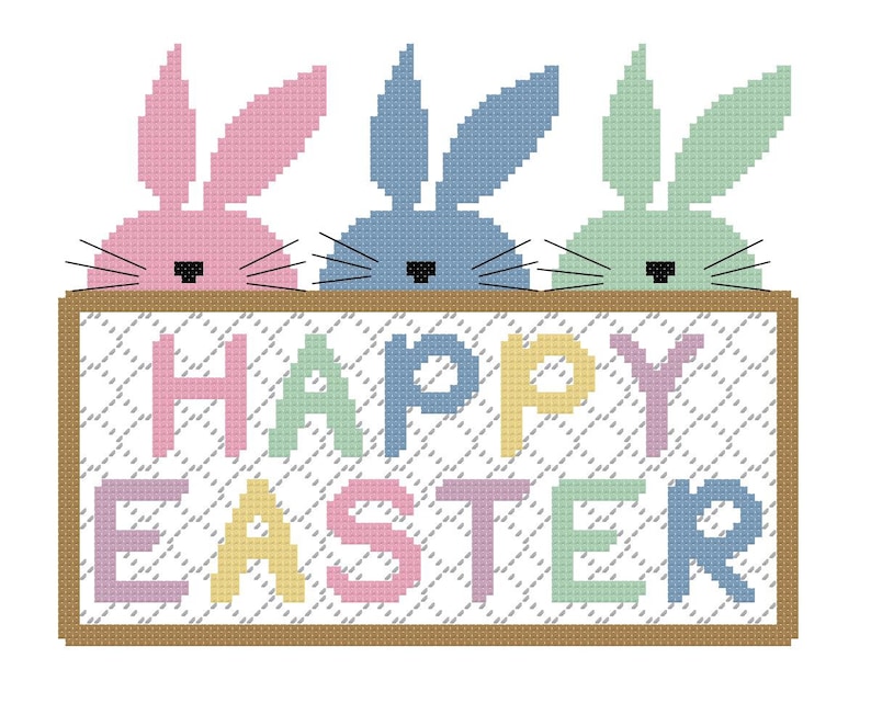 Bunny Easter Cross Stitch Pattern - PDF File - Instant Download - X ...