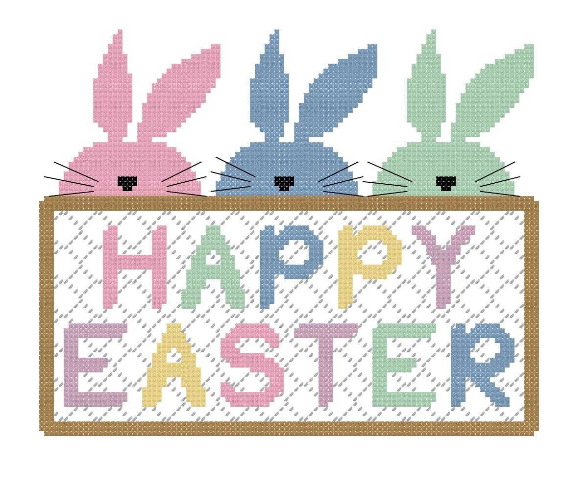 Bunny Easter Cross Stitch Pattern - PDF File - Instant Download - X ...