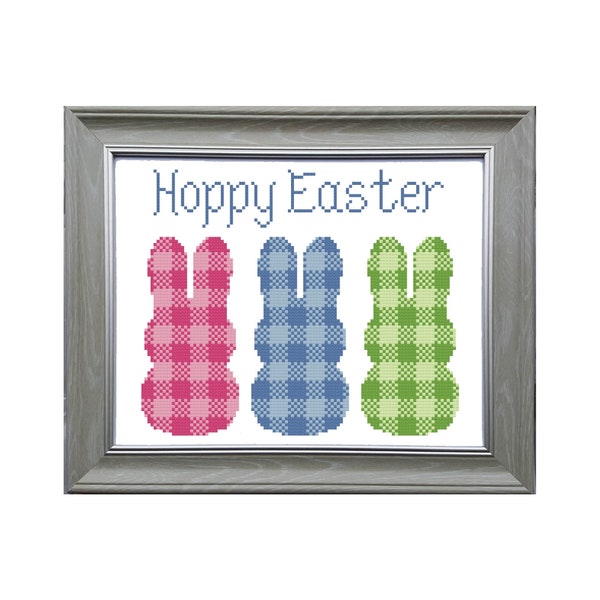 Hoppy Easter Cross Stitch Pattern - PDF File - Instant Download - X Stitch Pattern, Easter Pattern, Easy Cross Stitch