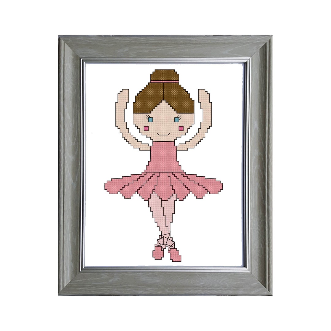 Ballerina Cross Stitch Pattern in Pink - PDF File 5x7 - Dance Cross ...