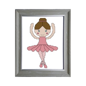 Pink Ballerina Cross Stitch Pattern: Dance Embroidery (PDF File)