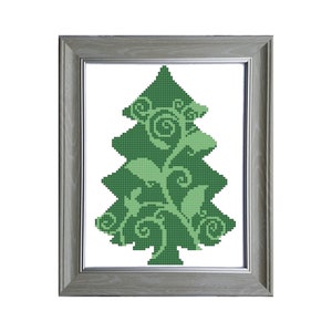 Swirly Christmas Tree Cross Stitch Pattern - Holiday Cross Stitch, Christmas X Stitch Pattern, Modern Cross Stitch Pattern