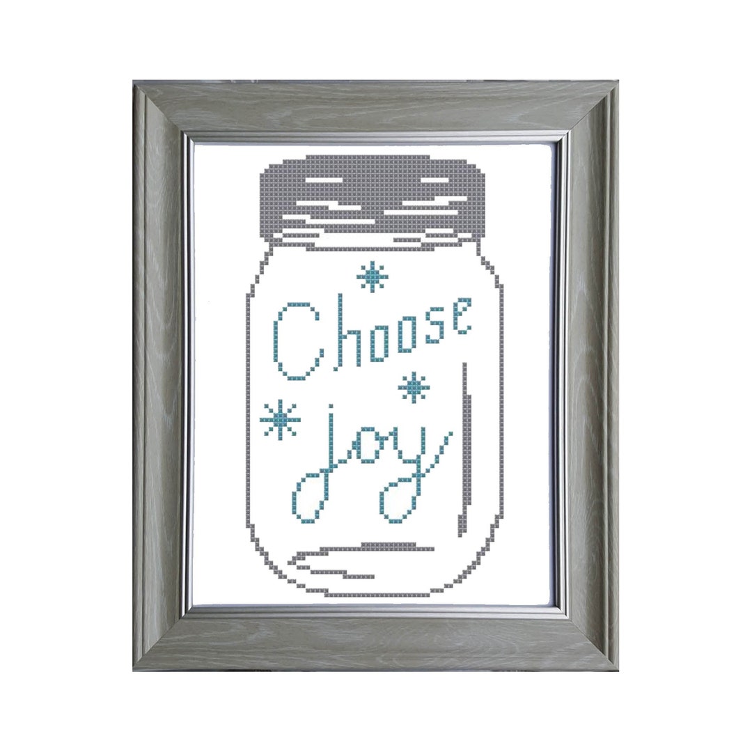 Mason Jar Cross Stitch Pattern choose Joy PDF File Easy Cross Stitch