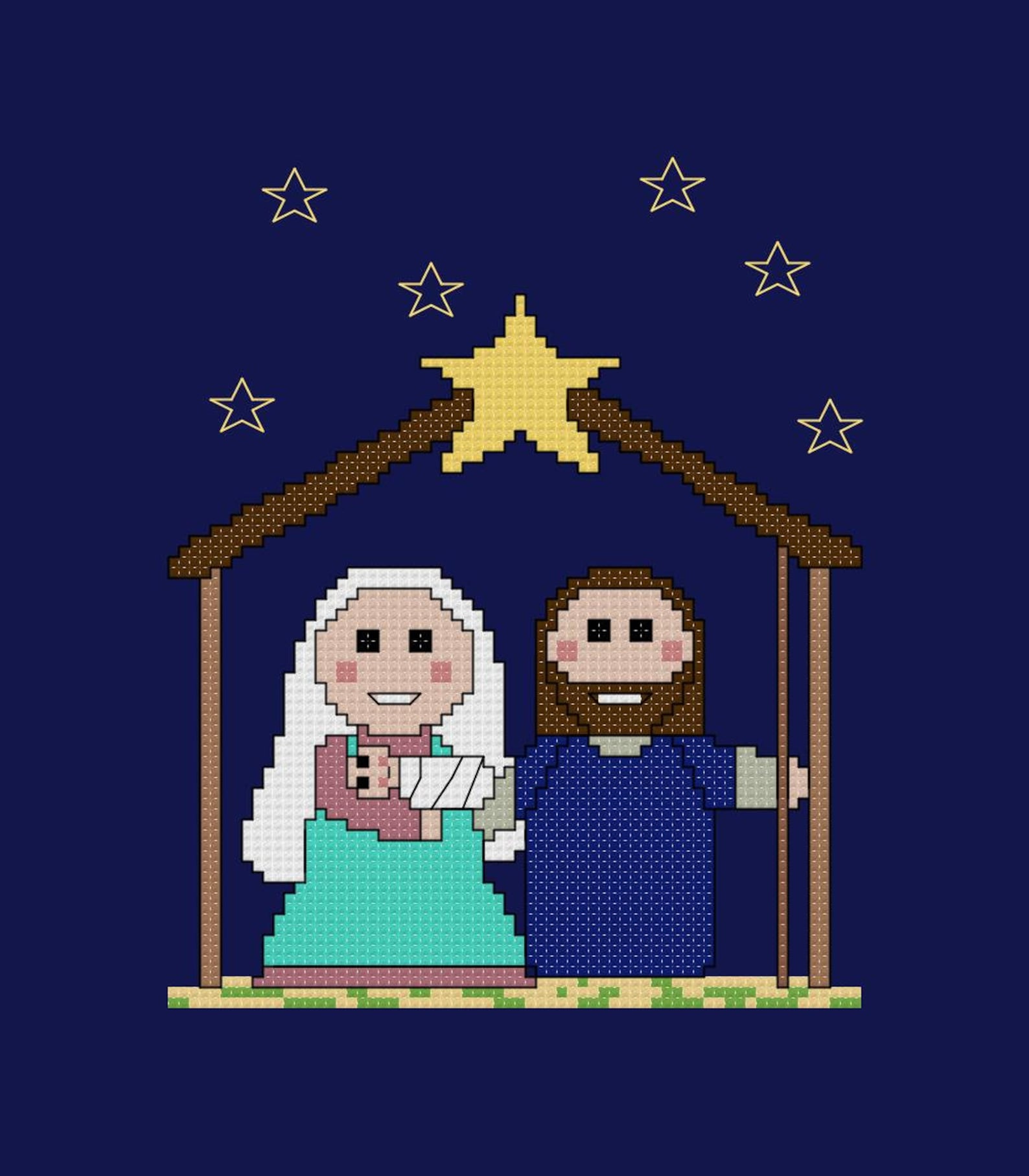 Christmas Cross Stitch Pattern Nativity Digital File/ Instant Download PDF File X Stitch Pattern