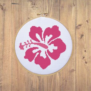 Hibiscus Cross Stitch Pattern in Pink - PDF File - Instant Download - X Stitch Pattern, Embroidery, Flower Pattern, Easy Pattern