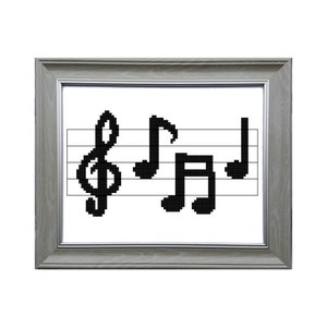 Music Notes Cross Stitch Pattern in Black - PDF File - Instant Download - X Stitch Pattern, Music Pattern, Easy Cross Stitch