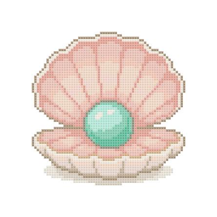 Seashell With Pearl Cross Stitch Pattern (digital File) - Ocean X ...