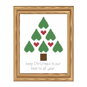 Christmas Cross Stitch Pattern Christmas Tree &quot;keep Christmas in our hearts all year&quot; - Digital File/ Instant Download - PDF File - X Stitch