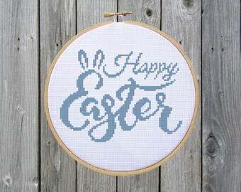 Happy Easter Cross Stitch Pattern - Holiday Cross Stitch, Easter X Stitch Pattern, Modern Cross Stitch Pattern