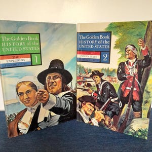 The Golden Book History of the United States Volumes 1 and 2 - Vintage Children&#39;s Book, Weekly Reader Children&#39;s Book Club, Copyright 1963