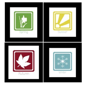 Four Seasons Cross Stitch Pattern - PDF File - Set of 4, Modern Cross Stitch, Counted Cross Stitch