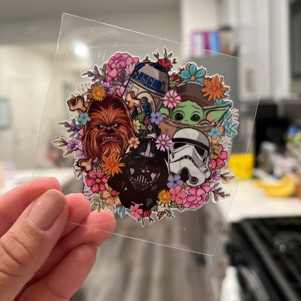 Disney Inspired Galaxy UV DTF Floral Star Wars Decal Sticker | Ready to Apply on any Hard Surface and Libby Glass Can