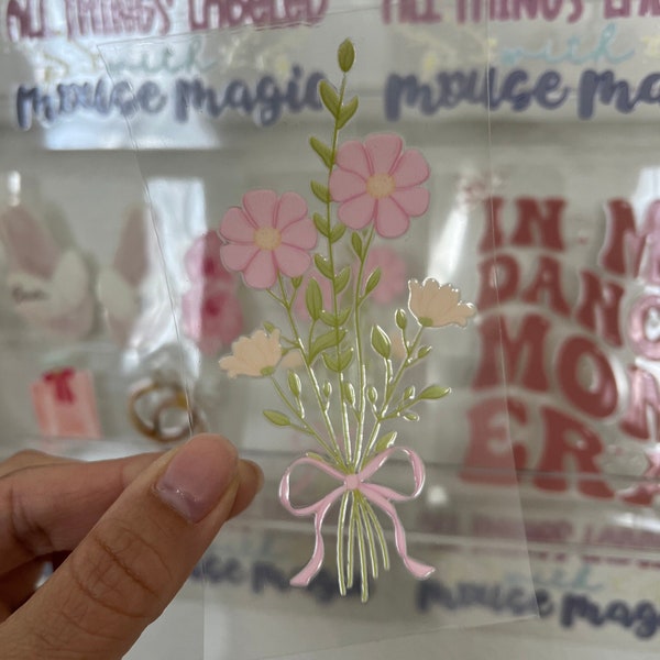 Bridal Flower Boquet UV DTF Decal Bridesmaid Sticker | Ready to Apply Transfer Minimalist Floral Waterproof Bridal Court Gift Idea