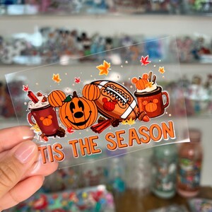 Disney Inspired Tis the Season UV DTF Decal Football Pumpkin Sticker | Ready to Apply Libby Glass Can Transfer