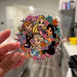 Disney Inspired Princesses UV DTF Floral Princess Decal Sticker Snow Queen | Ready to Apply Libby Glass Can Wrap