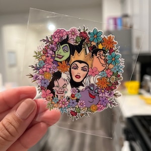 Floral Villains UV DTF Disney Inspired Decal Sticker Evil Queens | Ready to Apply on any Hard Surface and Libby Glass Can Wrap