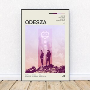 Odesza (Lila) inspiriertes Mid-Century Modern Poster, Retro Stil Druck, elektronische Tanzmusik, DJ, Wandkunst, Bezirk 33