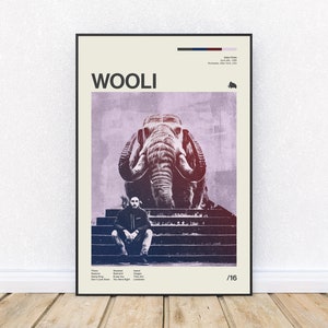 Wooli inspiriertes Poster Retro Style Print Mid Century Modern, Tanzmusik DJ, Wandkunst, Distrikt 33