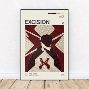 Excision Inspired Poster Retro Style Print Mid Century Modern, Electronic Dance Music DJ, Wall Art, District 33