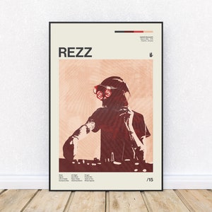 Rezz inspiriertes Mid-Century Modern Poster, Retro-Stil Druck, elektronische Tanzmusik DJ, Wandkunst, Distrikt 33