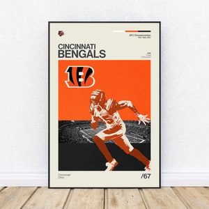 Cincinnati Bengals Chad Ochocinco Poster, Retro Style Print, NFL Football, Wall Art, District 33