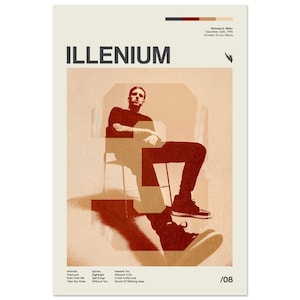 Illenium Inspired Mid-Century Modern Poster, Retro style print, electronic dance music, DJ, Wall Art, District 33 30x45 cm / 12x18″