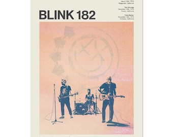 Blink 182 Inspired Mid-century Modern Poster, Retro Style