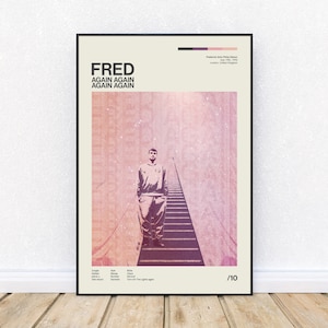 Poster ispirato a Fred Again, stile Mid-Century Modern, stampa in stile retrò, DJ di musica dance elettronica, arte murale, District 33