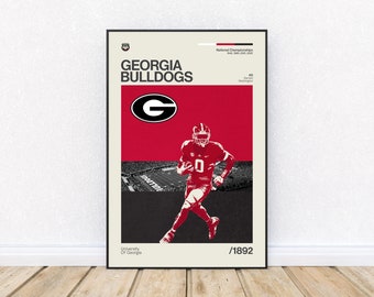 University of Georgia Bulldogs Football Darnell Washington Poster, Retro Style Print, NCAA, Sports Wall Art, District 33