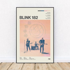 Poster ispirato ai Blink 182, stile Mid-Century Modern, stampa in stile retrò, musica rock, pop punk, arte murale, District 33
