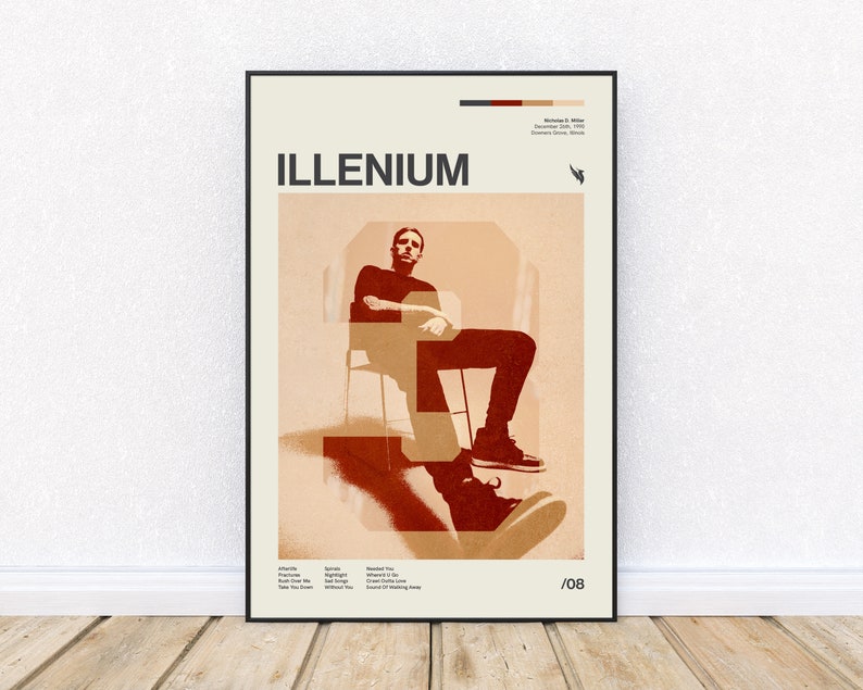 Illenium Inspired Mid-Century Modern Poster, Retro style print, electronic dance music, DJ, Wall Art, District 33 image 1