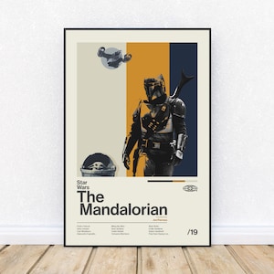 Star Wars The Mandalorian inspiriertes Plakat, Mid Century Modern, Kunstdruck Filmplakat, Distrikt 33