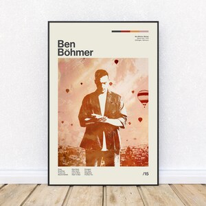 Póster moderno de mediados de siglo inspirado en Ben Bohmer, impresión de estilo retro, DJ de música electrónica de baile, arte mural, Distrito 33