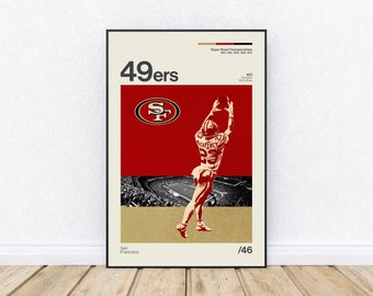 49ers Christian McCaffrey Poster, Retro Style Print, Touchdown Catch, NFL Football, Wall Art