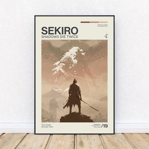 Sekiro Shadows Die Twice Inspiriert Poster, Shinobi Eule, Retro Style Art Print, Videospiel, Wandkunst, Distrikt 33