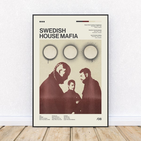 Swedish House Mafia Inspired Mid-Century Modern Poster, Retro Style Print, Electronic Dance Music DJ, Wall Art, District 33